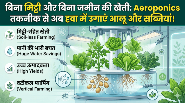 बिना मिट्टी और बिना जमीन की खेती: Aeroponics तकनीक से अब हवा में उगाएं आलू और सब्जियां!