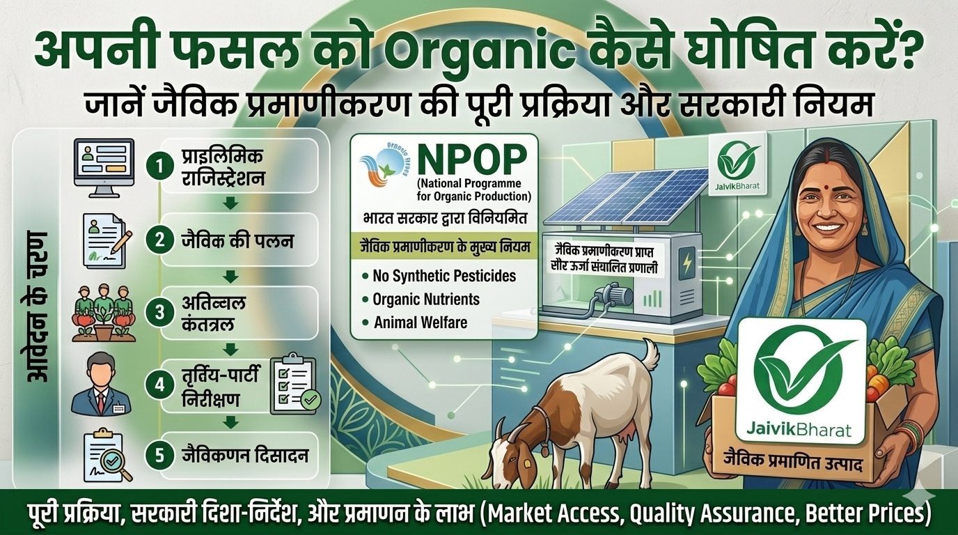 अपनी फसल को Organic कैसे घोषित करें? जानें जैविक प्रमाणीकरण की पूरी प्रक्रिया और सरकारी नियम