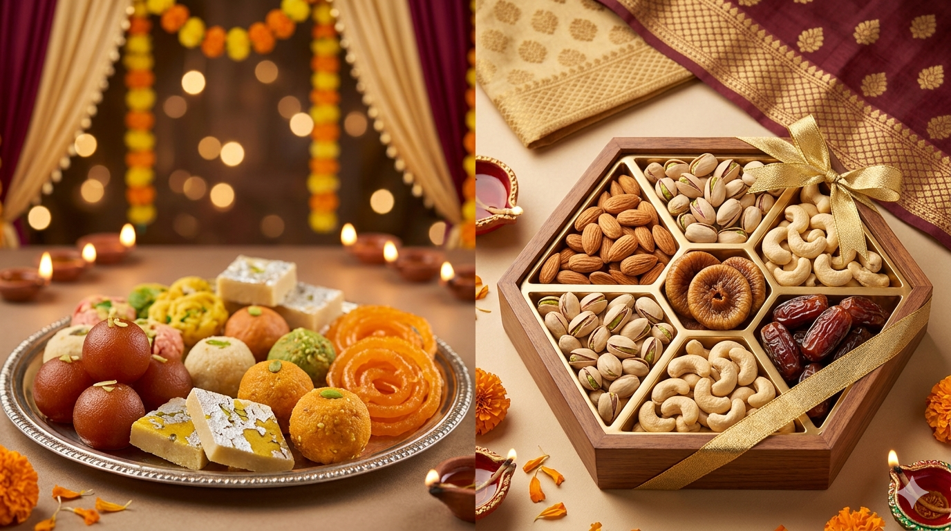 त्योहारों और शादियों के लिए प्रीमियम ड्राई फ्रूट गिफ्ट बॉक्स (Premium dry fruit gift boxes for Indian festivals