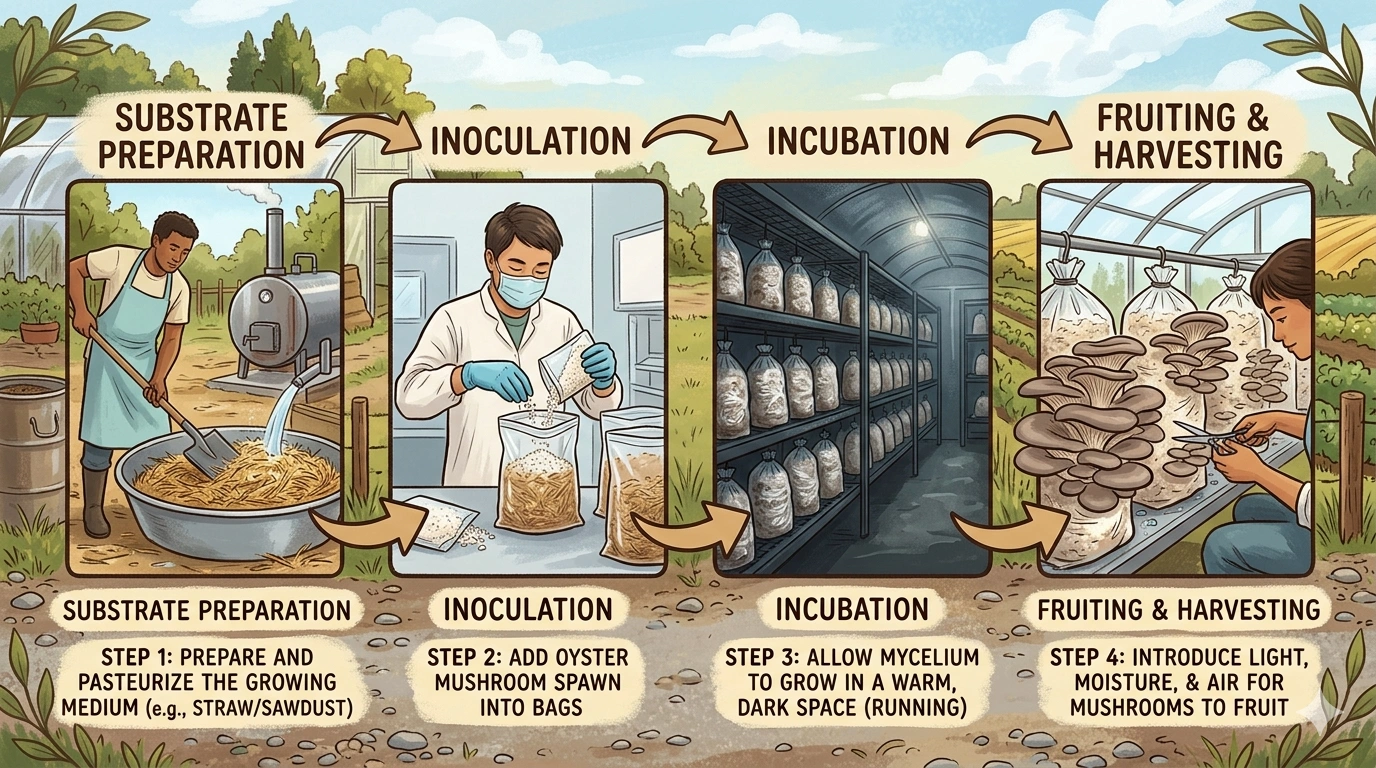Oyster Mushroom Cultivation Process
